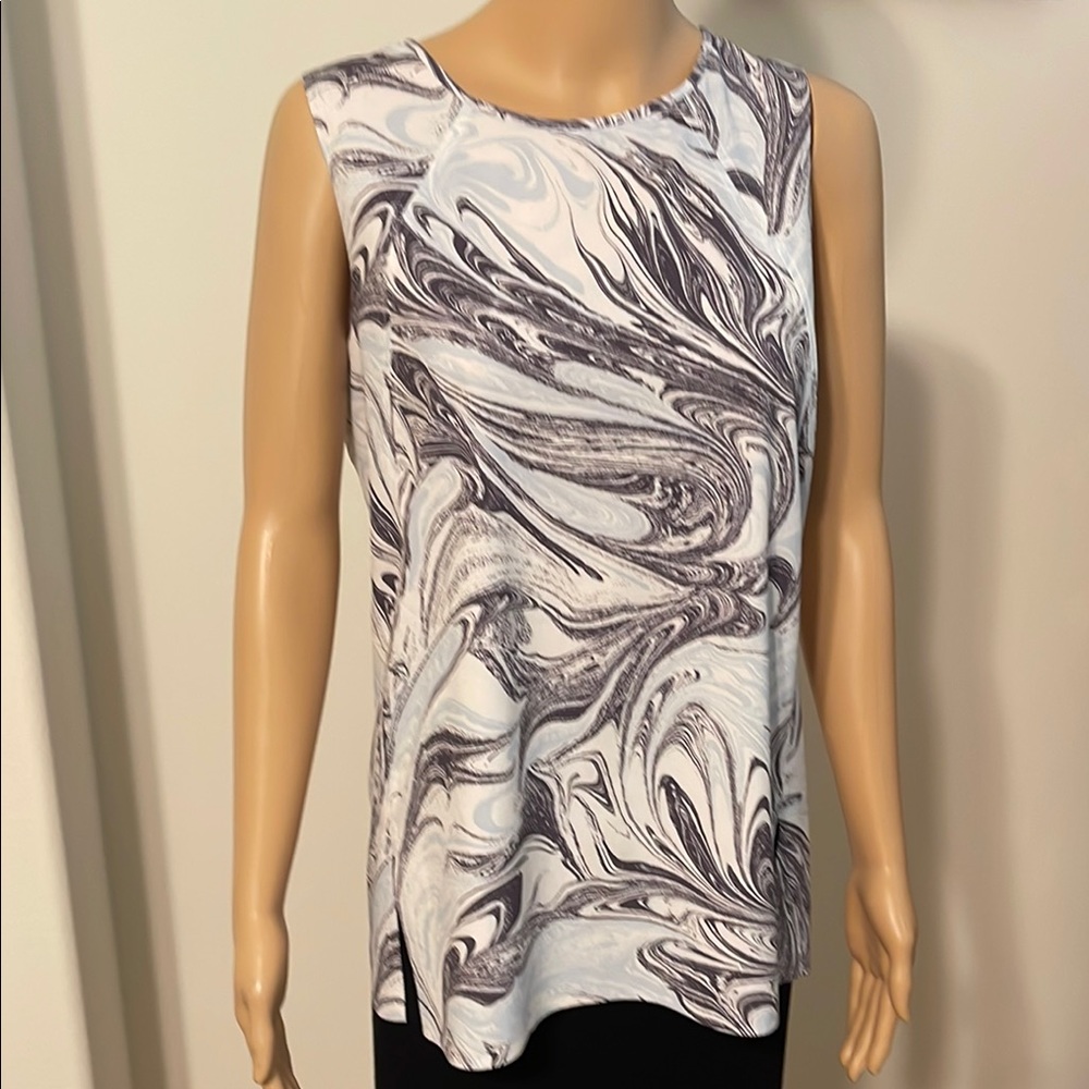 Athleta Blue & Black Swirl Tank Top
